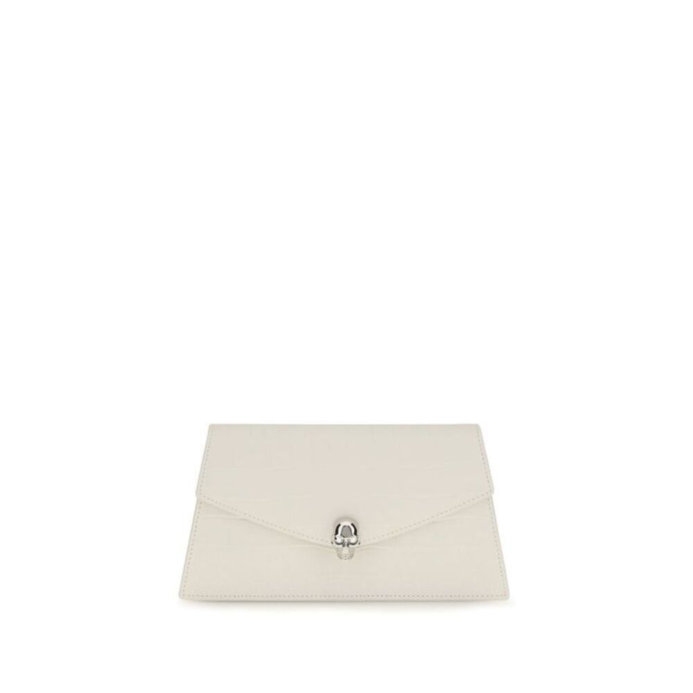 Alexander McQueen White Calf Leather Bos Taurus Clutch Women's Bag